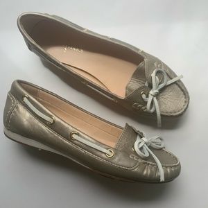 Cole Haan Tali Slip On Gold Boat Loafers Shoes 6